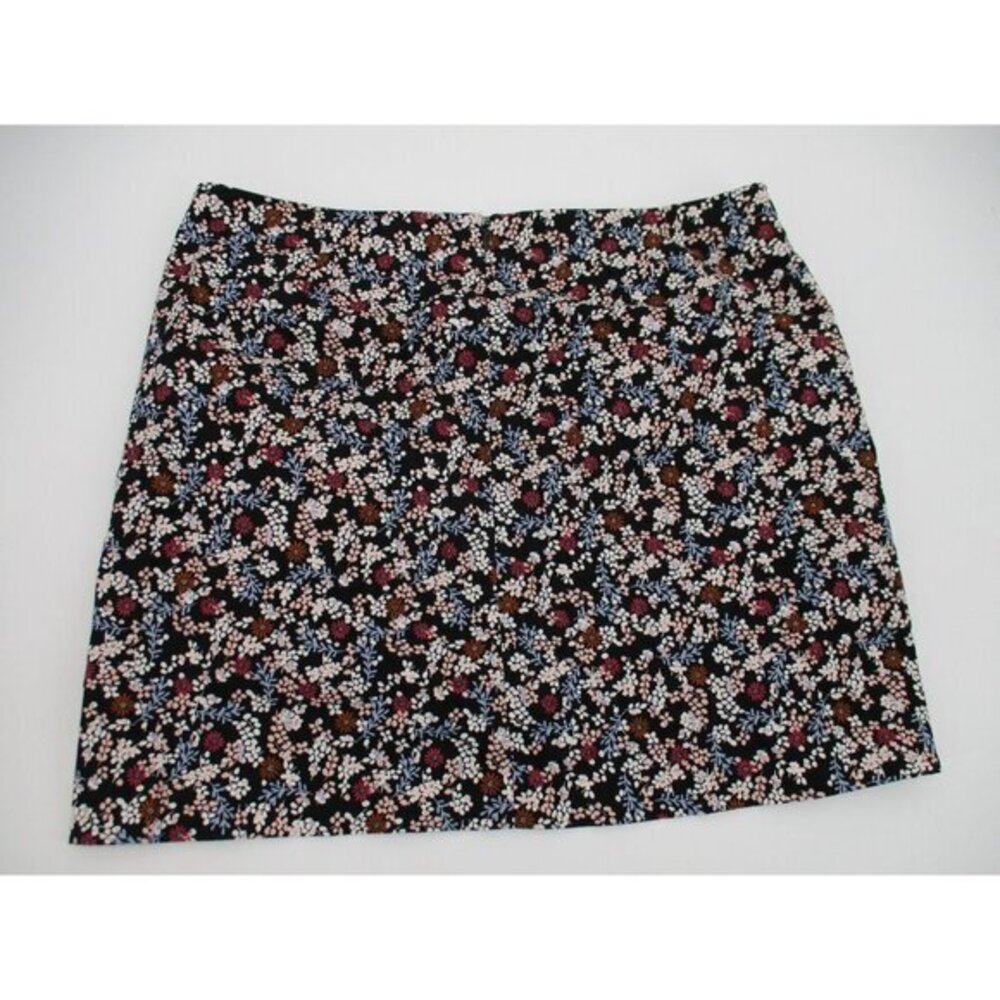 Ann Taylor LOFT Womens Skirt 16 Black Pink Blue Floral A Line Classic Business